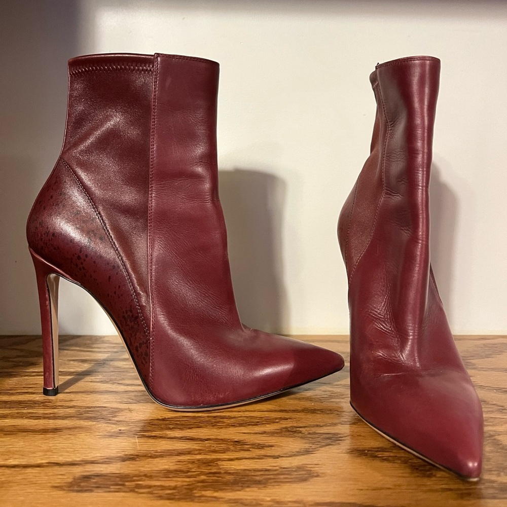 Gianvito Rossi Burgundy Ankle Bootie Heels